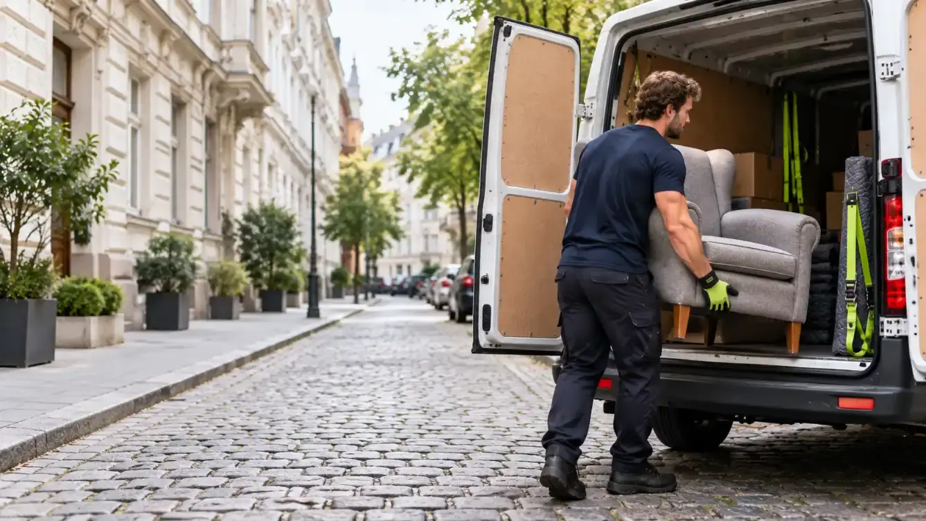 Sessel wird in einen Transporter geladen